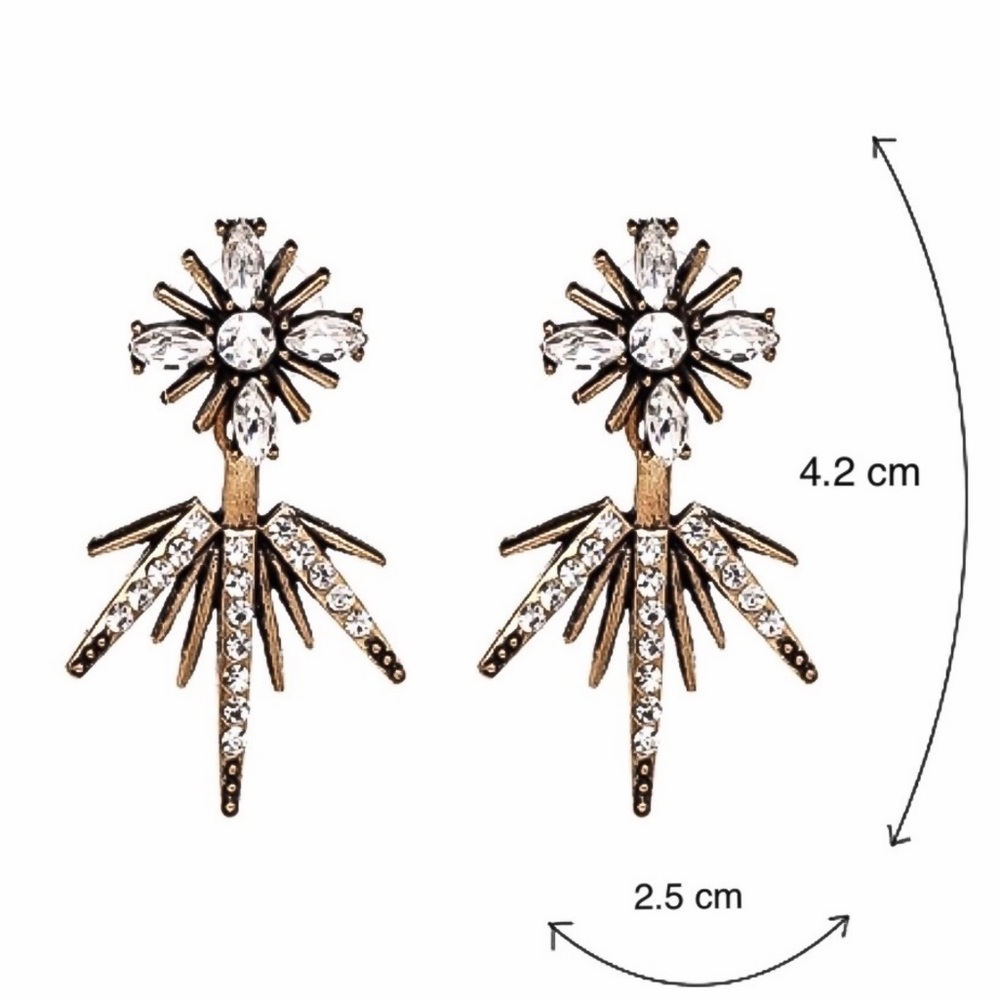 Antiqued Gold Crystal Studs w/Matching Jackets - Picture 7 of 7